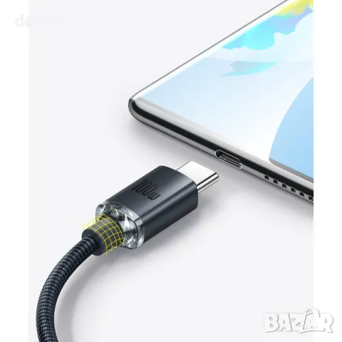 Baseus Crystal Shine Series CAJY000401 Кабел USB-A към USB-C 100W 1.2m Черен, снимка 8 - USB кабели - 49467291