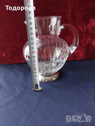 Авторски Кристални вази и кана със сребърен обков,среро 900/чаша,кана/, снимка 17 - Вази - 52017802