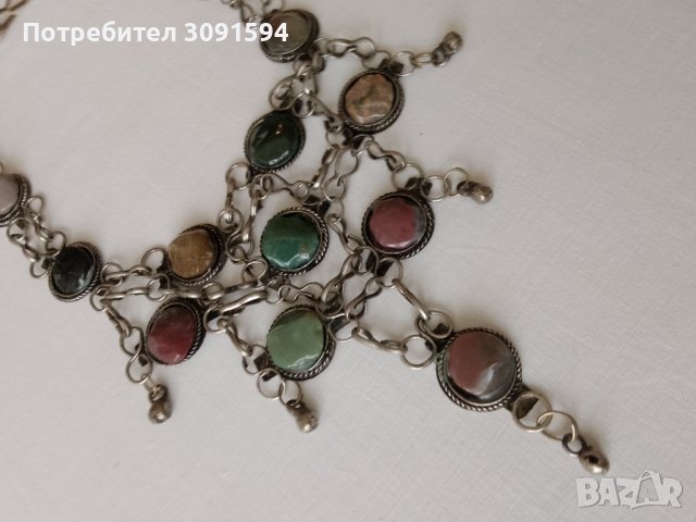 колие със полоскъпоценен камък, ретро племенно колие, ретро бижута, снимка 9 - Антикварни и старинни предмети - 41877109