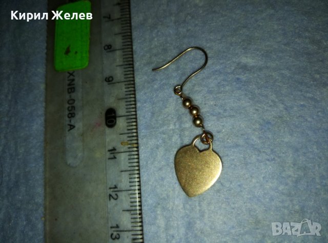 ЕЛЕГАНТНА СЪРЦЕВИДНА ПОЗЛАТЕНА СРЕБЪРНА АРТ ОБЕЦА СРЕБРО 925 със СТОМАНЕНА ВЕРИЖКА 40415, снимка 6 - Обеци - 42405433