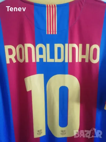 Barcelona Ronaldinho Nike футболна тениска фланелка Барселона Роналдиньо Шампионска Лига XL , снимка 3 - Тениски - 49421368