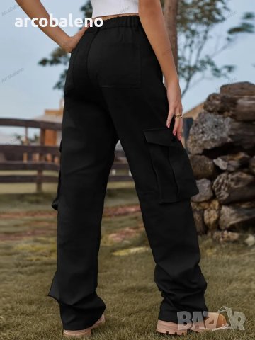 Модни дамски карго дънки с еластична талия в американски стил, 4цвята, снимка 17 - Дънки - 41915069