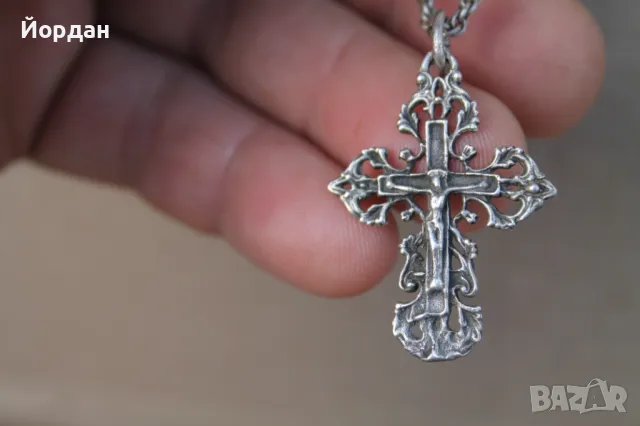 Сребърен кръст Руски, снимка 6 - Колиета, медальони, синджири - 49506066
