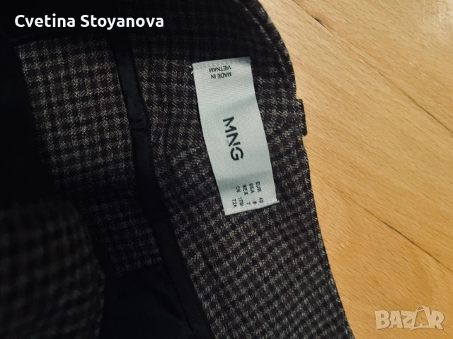 Кафяв кариран панталон Mango-L размер, снимка 4 - Панталони - 53465138