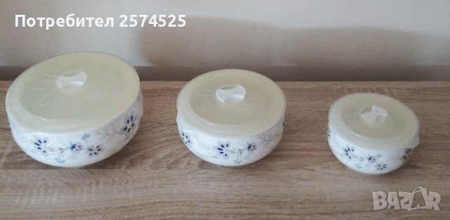 Три американски порцеланови купички с капак, снимка 2 - Кутии за храна - 41920018