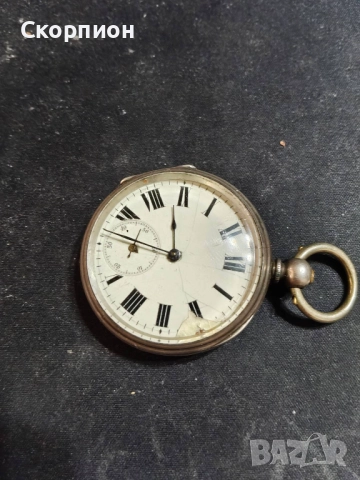 Швейцарски СРЕБЪРЕН джобен часовник 1900г. с ключе - 10 РУБИНА ПРОМОЦИЯ, снимка 3 - Джобни - 50419600