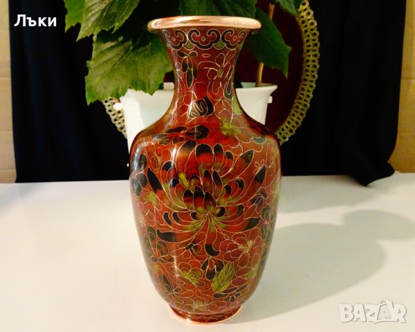 Китайска медна ваза Cloisonne,Клоазон на Zi Jin Cheng. 