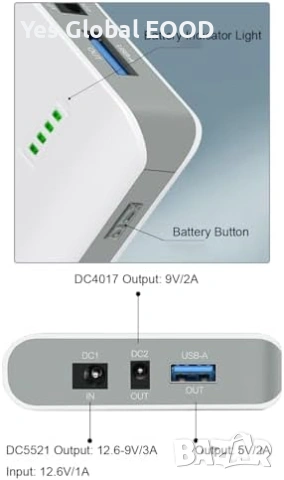 15600mAh Li-Ion Power Bank 12V/9V/5V изход, снимка 3 - Друга електроника - 53520224