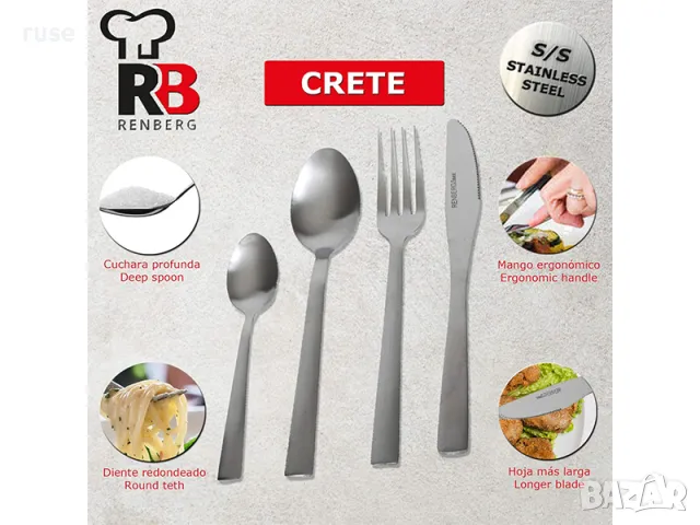 НОВИ! Прибори за хранене Renberg 24 части мат, снимка 4 - Прибори за хранене, готвене и сервиране - 47268764