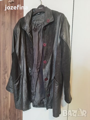 Черно сако от естествена кожа, снимка 1 - Палта, манта - 41124722