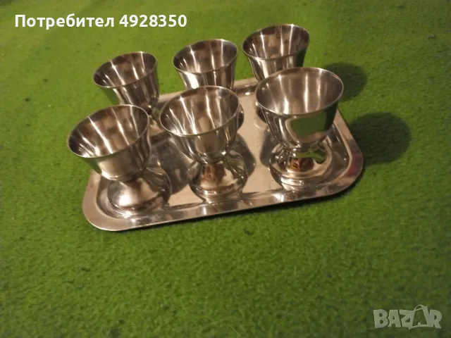 Чаши за ракия алпака с поднос, снимка 5 - Сервизи - 56086207