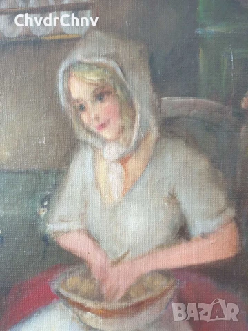 80x69см/голяма картина масло върху платно/женски портрет/Пепеляшка/дървена рамка, снимка 3 - Картини - 51176720