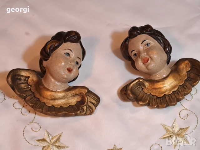 винтидж дървени статуетки на ангели херувими 29/3