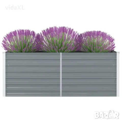 vidaXL Повдигната леха, 160x80x45 см, поцинкована стомана, сива, снимка 2 - Саксии и кашпи - 56147613