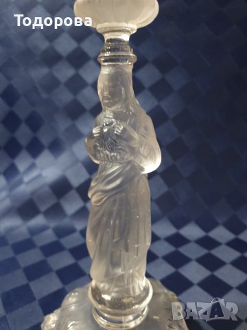 Кристален  свещник с религиозни мотиви, снимка 4 - Антикварни и старинни предмети - 42612534
