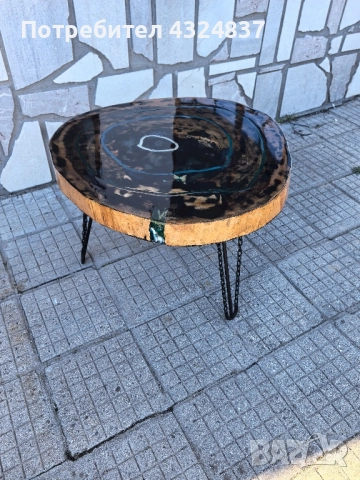 Ръчна изработка на холна маса от бук с мраморен ефект и епоксидна смола , снимка 2 - Маси - 52343713