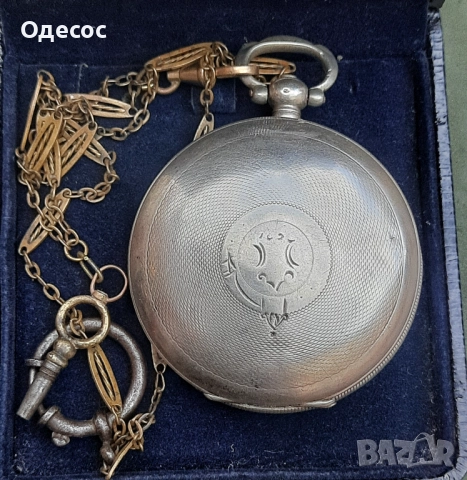 Старинен Османски сребърен джобен часовник с кюстек и ключ, снимка 3 - Антикварни и старинни предмети - 51570560
