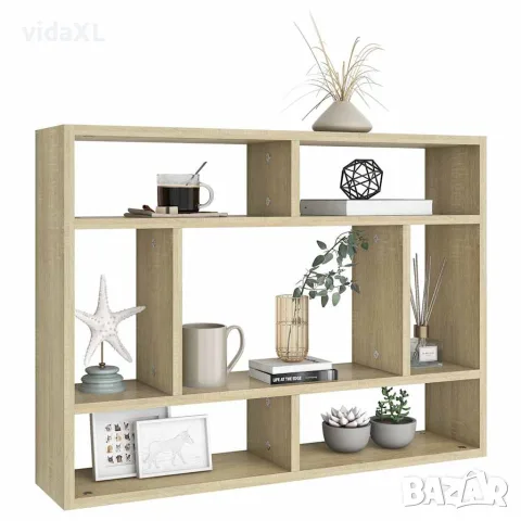 vidaXL Стенен рафт, дъб сонома, 75x16x55 см, инженерно дърво, снимка 3 - Етажерки - 56147799