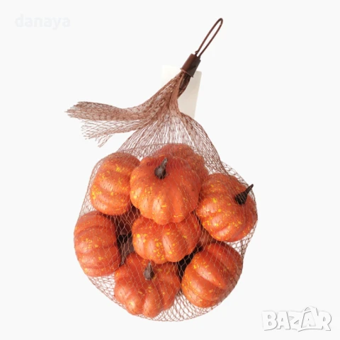 6068 Изкуствени тикви за декорация и украса, 10 броя, снимка 3 - Изкуствени цветя - 51378553