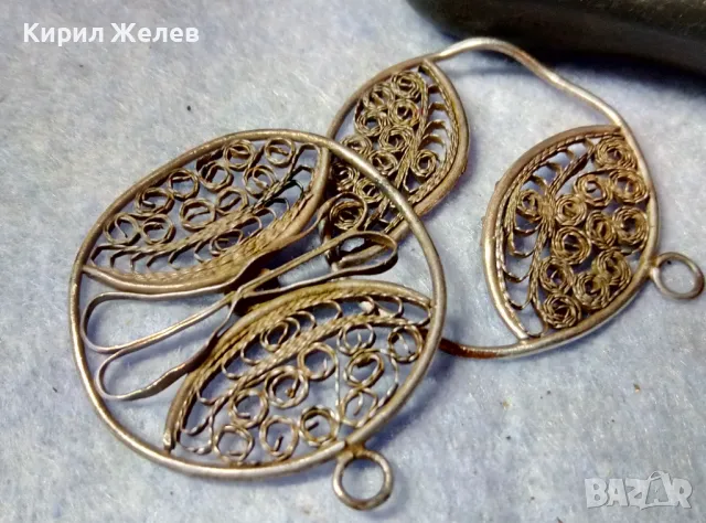 ДВЕ СТАРИННИ ФИЛИГРАННИ СРЕБЪРНИ ВИСУЛКИ ВИСОКА ПРОБА СРЕБРО РЕТРО НАКИТИ РЪЧНА РАБОТА 48582, снимка 8 - Антикварни и старинни предмети - 48473906