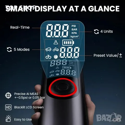 Преносим въздушен компресор за помпане на гуми, 150 PSI иновативни безжични, снимка 3 - Друга електроника - 48777005