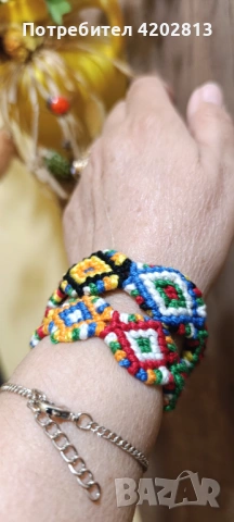 Ръчна изработка . Техника Макраме . Памучни конци. Гривни , снимка 5 - Гривни - 53761576