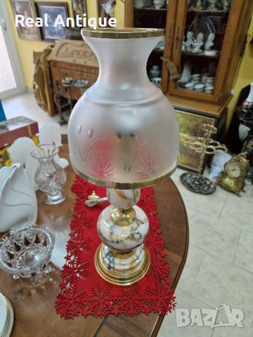 Уникална антикварна белгийска нощна лампа бронз и цветен мрамор , снимка 7 - Антикварни и старинни предмети - 41978379