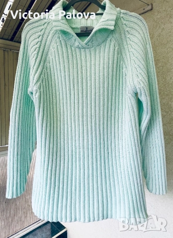 Плетена блуза тюркоазен цвят ANN LLEWELLYN ESQ, снимка 7 - Блузи с дълъг ръкав и пуловери - 53307902