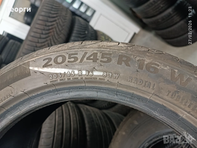 2бр. летни гуми 205/45/16 Continental, снимка 4 - Гуми и джанти - 53663771