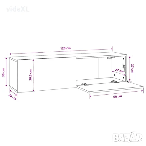 vidaXL ТВ шкаф, бял, 120x30x30 см, инженерно дърво, снимка 8 - Шкафове - 56147758