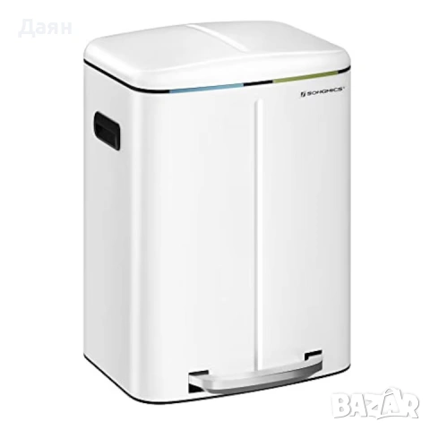 Кош за рециклиране, Songmics, 2 x 20L, бял, Soft-Close