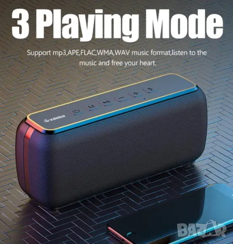 XDOBO X8 60W Portable IPX5 Waterproof Speaker Tri-Bass Subwoofer Voice Assistant 6600mAh TWS TF/AUX, снимка 2 - Тонколони - 48323549