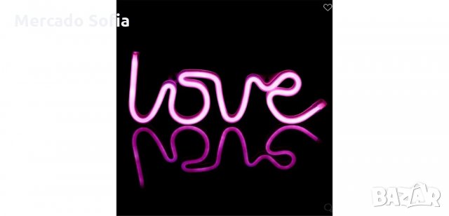 Светещ LED неонов осветител LOVE с USB 