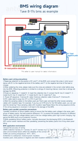 DALY BMS 250A 8s 24s WiFi Bluetooth rs485 CAN UART LFP LiFePO4 lithium battery литиев БМС контролер, снимка 3 - Друга електроника - 53634564