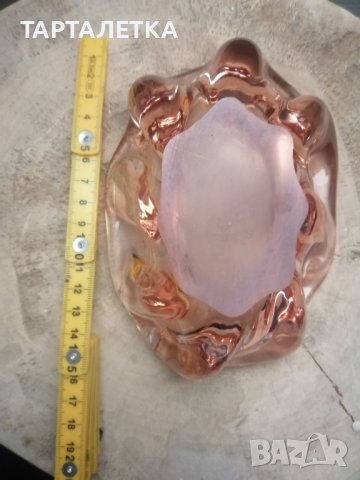 Пепелник цветно розово кристално стъкло ръчна изработка, снимка 3 - Декорация за дома - 44449371