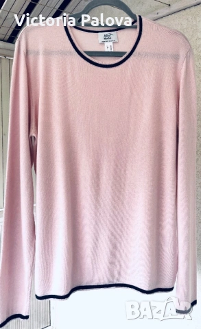 Луксозна розова блуза ALBA MODA коприна и кашмир, снимка 9 - Блузи с дълъг ръкав и пуловери - 53278022