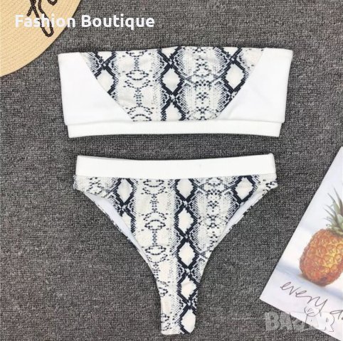 Змийски бански с висока талия ХИТ бял, снимка 2 - Бански костюми - 37159219