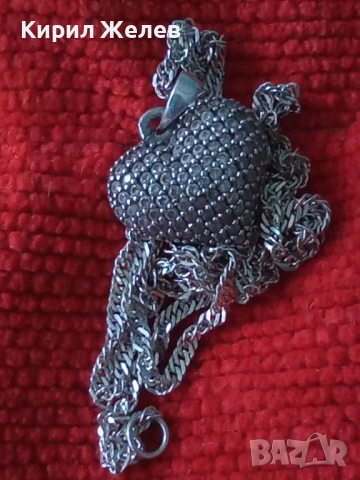 СКЪПОЦЕНЕН СРЕБЪРЕН ПЕНДАНТ СЪРЧИЦЕ сБЛЕСТЯЩИ ЦИРКОНИ и ФИНА СРЕБЪРНА ВЕРИЖКА СРЕБРО 925 КОЛИЕ 28710, снимка 12 - Колиета, медальони, синджири - 50532460