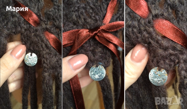 S / M / L Ново Дамско Марково Пончо Isla Ibiza Bonita Плетено Кафяво с ресни, снимка 17 - Блузи с дълъг ръкав и пуловери - 51822349