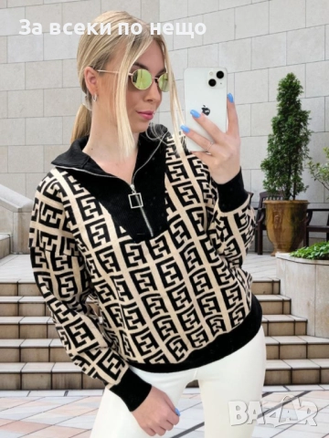 Black Weekend💯✅🖤Fendi Дамски Пуловер Фенди - 2 Налични Цвята Код A1181, снимка 3 - Блузи с дълъг ръкав и пуловери - 52675922