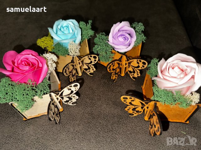 Вечна ароматизирана сапунена роза и скандинавски мъх, снимка 3 - Декорация - 41086494