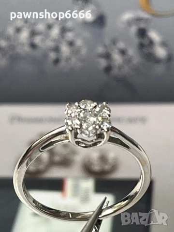 Златен пръстен 18К бяло злато с диаманти – елегантност с характер, снимка 14 - Пръстени - 53656209