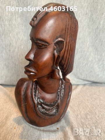 Стара резбована дървена статуя на глава, снимка 5 - Статуетки - 53223562