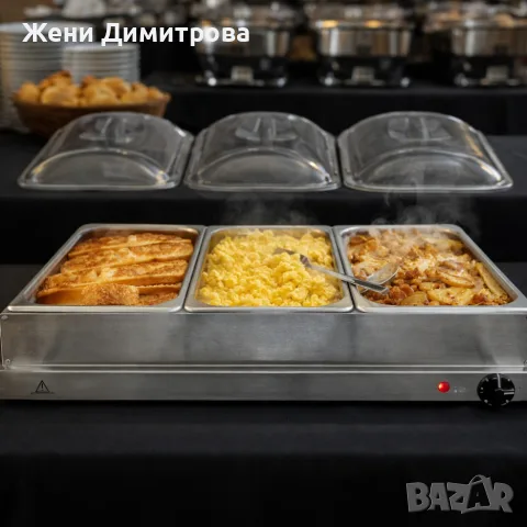 Електрически нагревател за бюфет 2 в 1 Cheffinger KN24 за винаги топла храна, снимка 6 - Друго търговско оборудване - 55952204