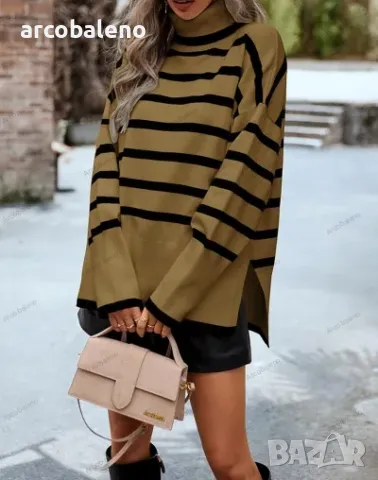 Дамски ежедневен раиран плетен пуловер, 5цвята , снимка 4 - Блузи с дълъг ръкав и пуловери - 48005679