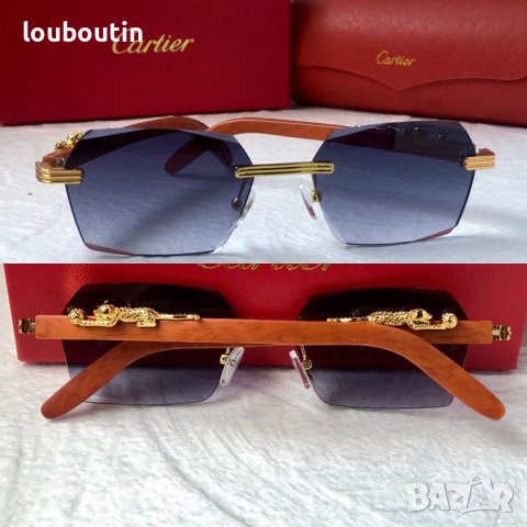 Cartier висок клас слънчеви очила Мъжки Дамски слънчеви с дървени дръжки, снимка 3 - Слънчеви и диоптрични очила - 41976052