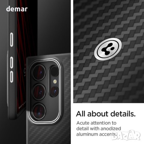 Калъф Spigen съвместим с Samsung Galaxy S24 Ultra - черен мат, снимка 4 - Калъфи, кейсове - 44207498
