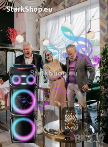 Мощна караоке тонколона с два микрофона, цветомузика 2х12 12000W, снимка 4 - Тонколони - 48082704