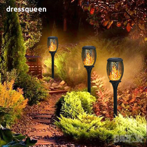 3948 Соларна лампа тип факла с пламък за градина, снимка 7 - Соларни лампи - 44566663