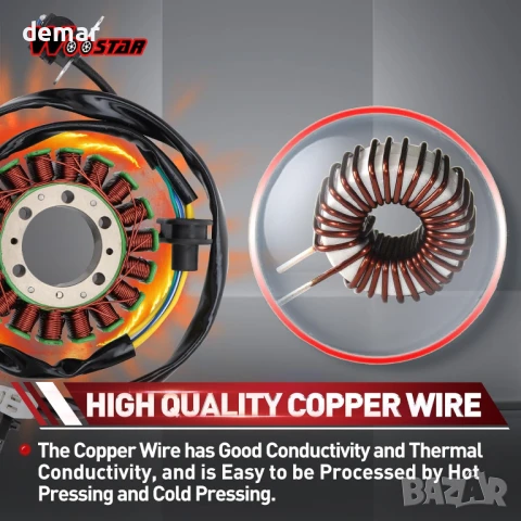 WOOSTAR 18-бобина 7-жилен магнитен статор за Suzuki 1997-2004 VZ800 Marauder 800 OEM 32101-48e00, снимка 5 - Части - 50586227